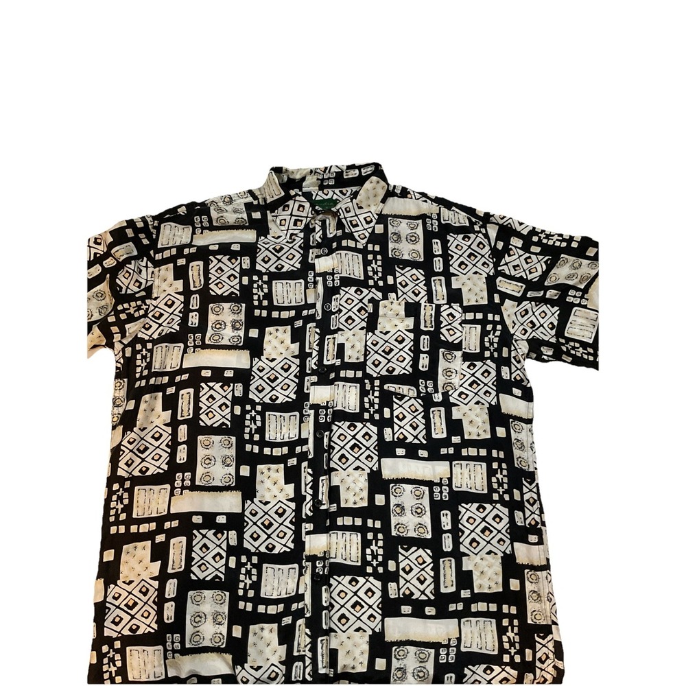 Scandia Woods Silk Geometric Abstract‎ Men's Shirt Size Large G90